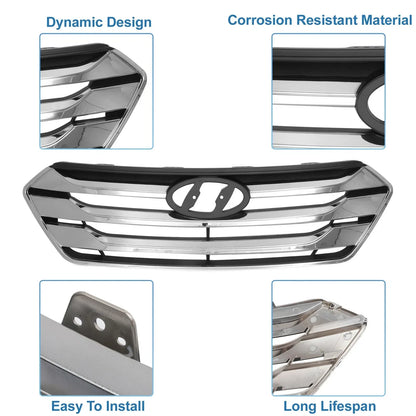 Front Hood Bumper Grille for Hyundai Santa FE (2013) - Black