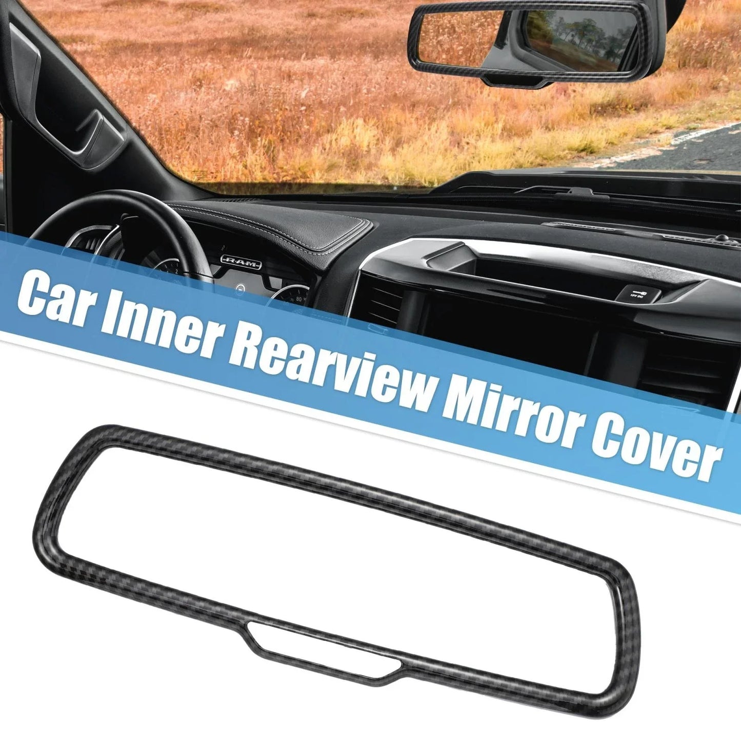 Rearview Mirror Cover ABS Black Carbon Fiber for Dodge