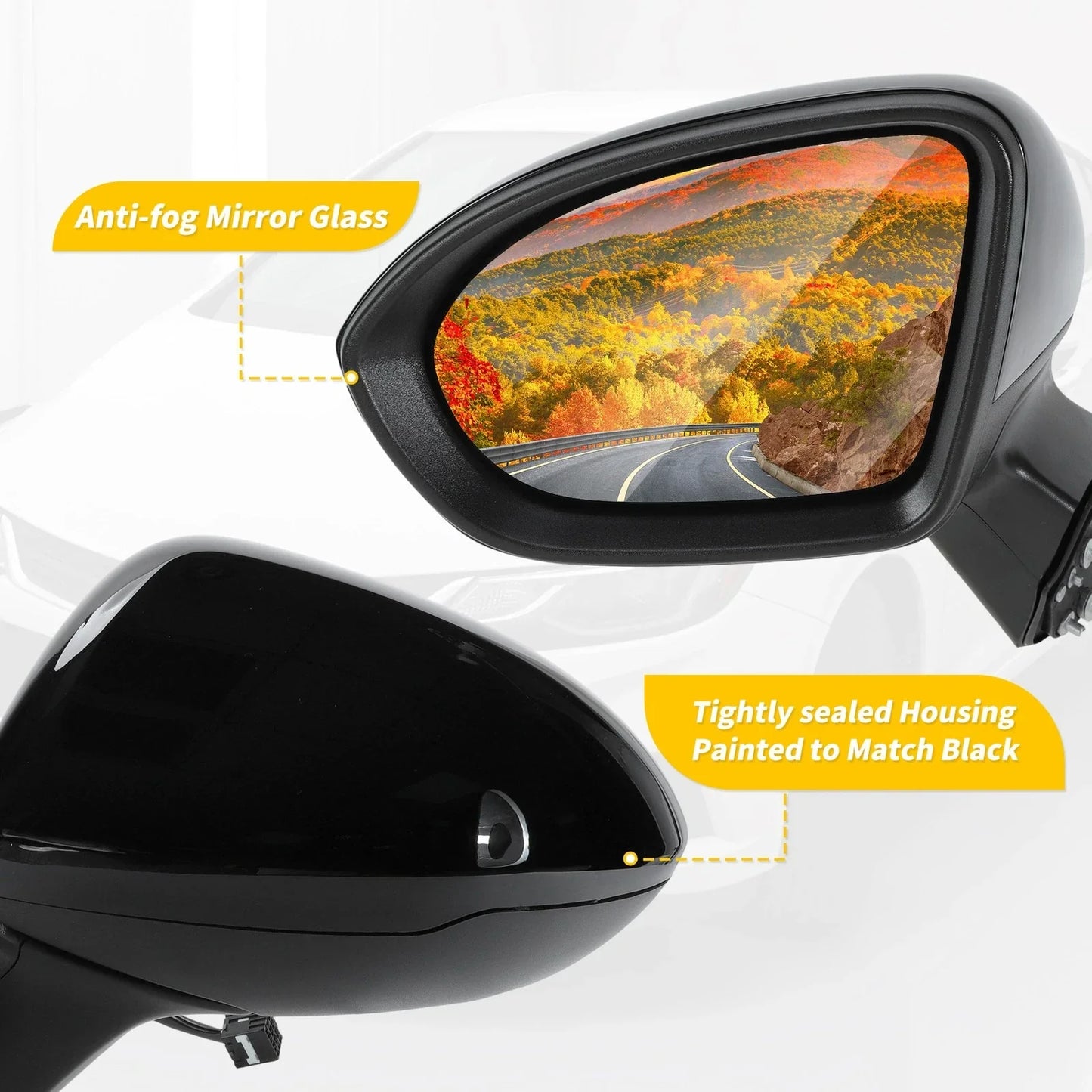 Left Side Door Mirror Black for Chevy Cruze Sedan/Hatchback (2016-2019)