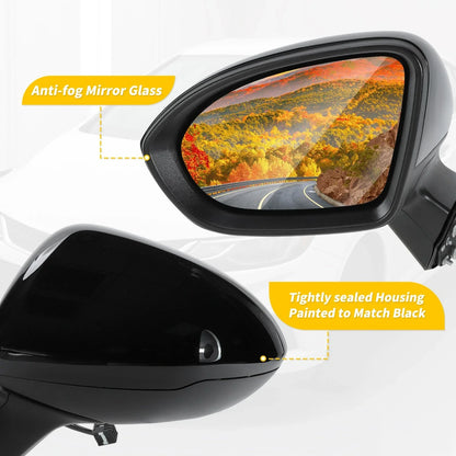 Left Side Door Mirror Black for Chevy Cruze Sedan/Hatchback (2016-2019)