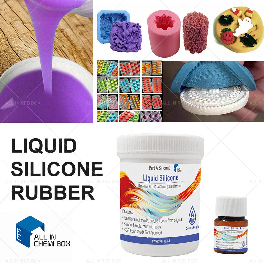 Liquid Silicone Rubber Mould Making 100:3 Mix - Blue, White, Red, Purple, Yellow, Green