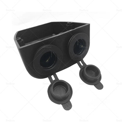 12V-24V Dual Power Socket for Boat Caravan RV - Black Surface Mount
