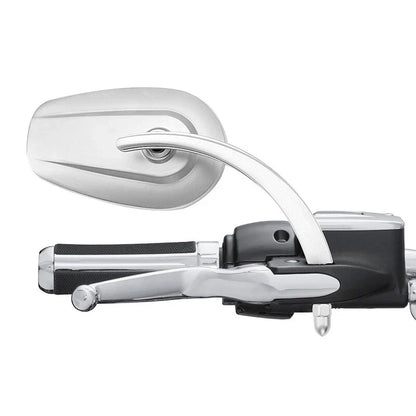 Large Satin Chrome Rear-View Mirrors for Harley Street Glide, Softail, Fatboy (2006-2023)
