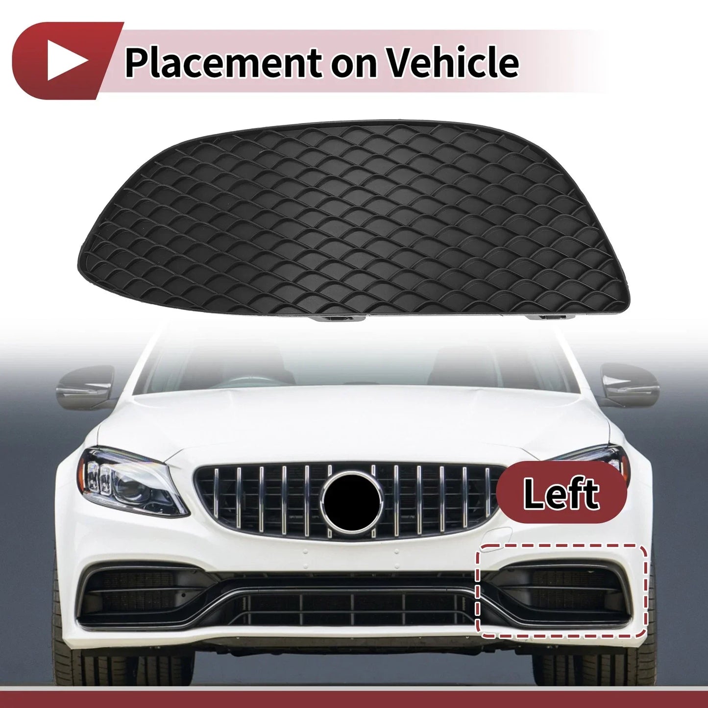 Front Left Fog Light Grill for Mercedes-Benz C300 (2015-2016)