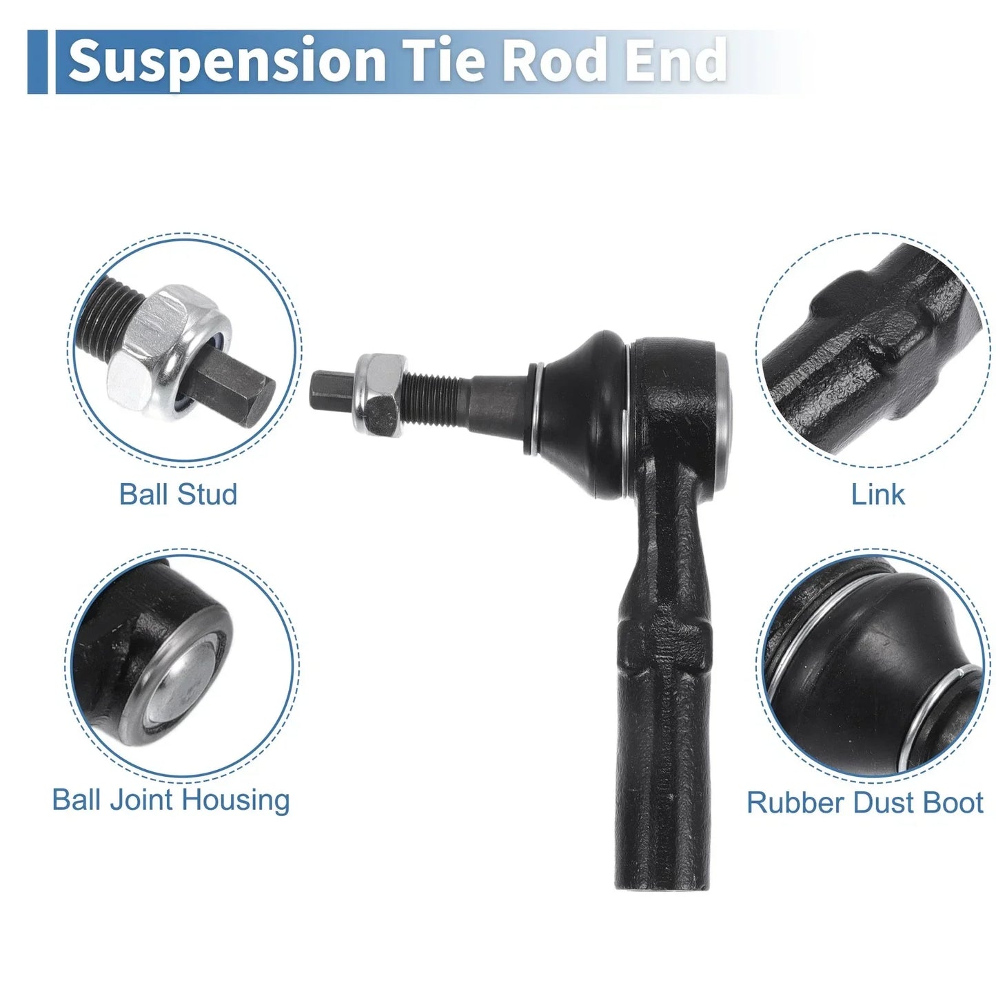 2 x Front Outer Tie Rod End Links Kit for Dodge Ram 1500 (2006-2008)