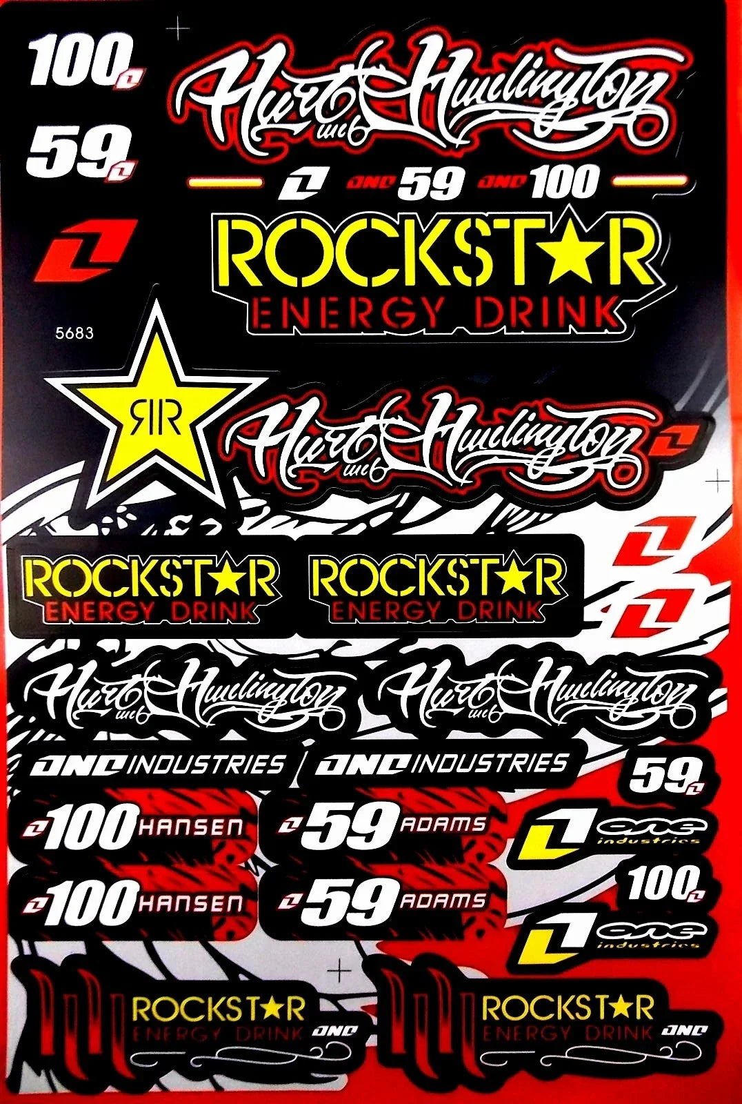 Rockstar Motorcycle Sticker Sheet Decal Graphics Set