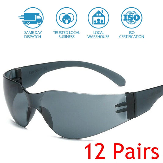 12 Pairs Tinted Hammer Smoke Lens Safety Glasses for Work Eye Protection