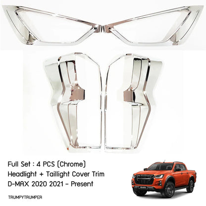Chrome Headlight Taillight Cover Trim for Isuzu D-Max RG01 (2020-2021)