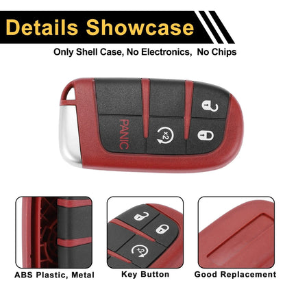 4 Button Key Fob Shell Case for Dodge Charger (2020) Black Red