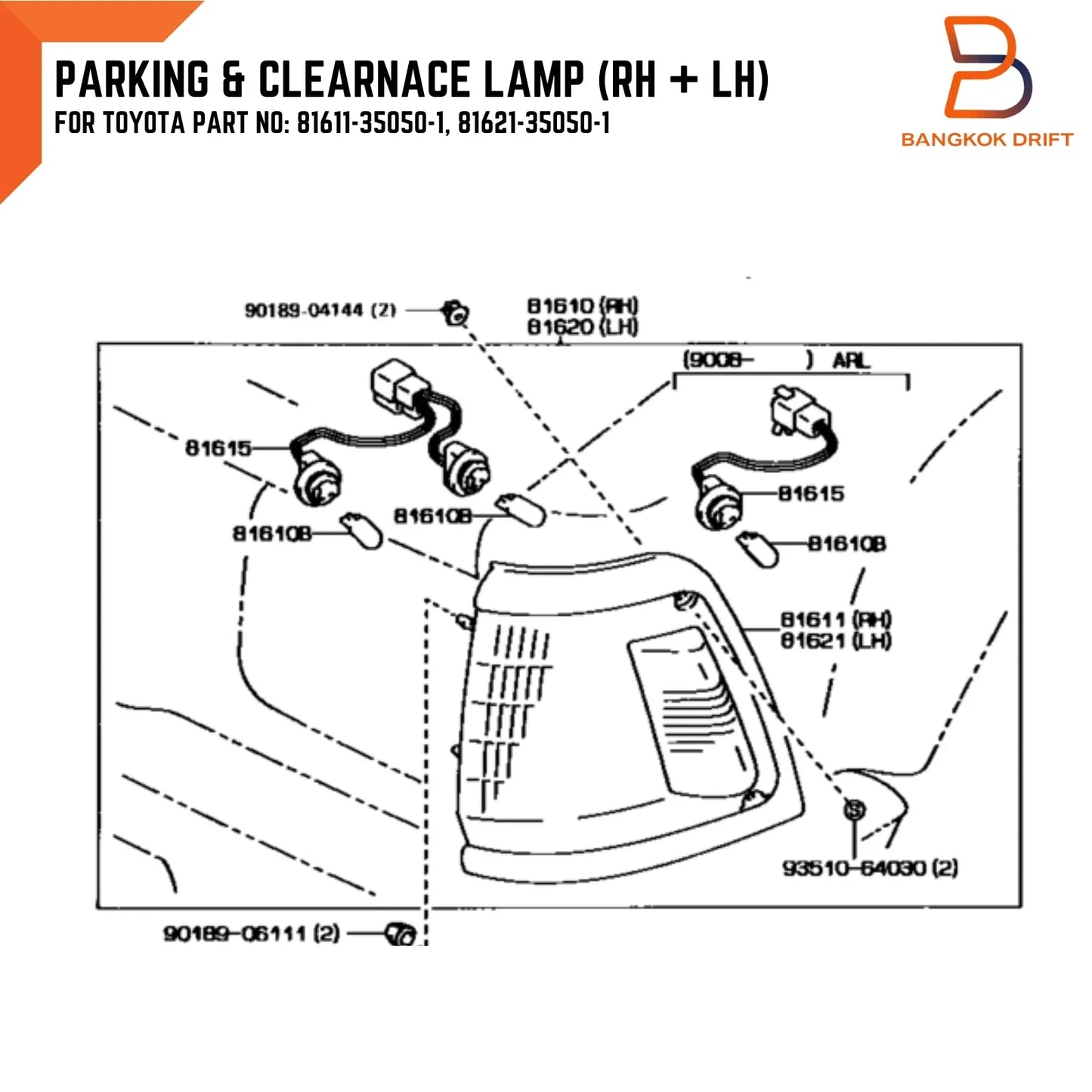 Front Corner Park Light Lamp for Toyota Hilux 2WD Ute (1988-1996)