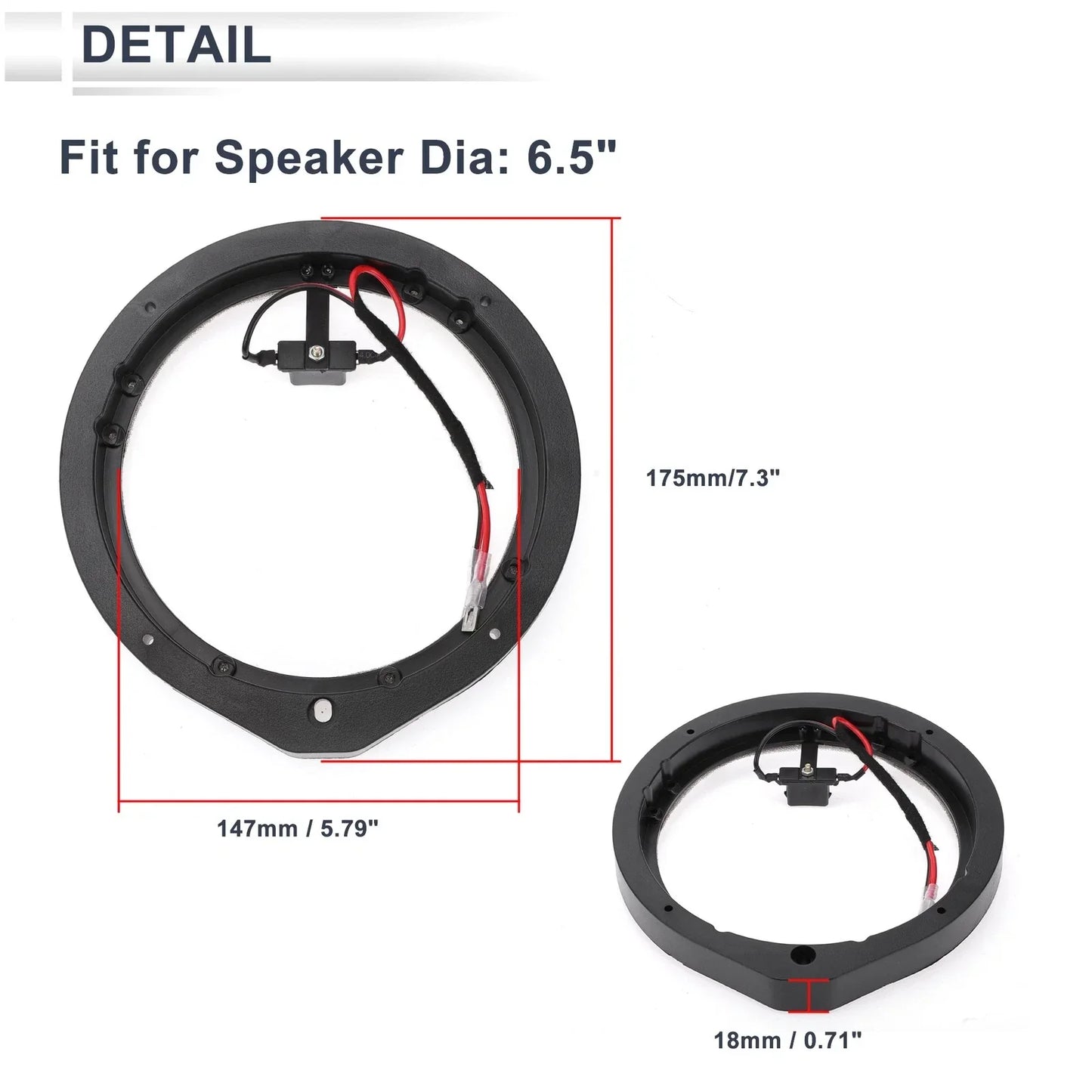6.5" Tweeter Speaker Spacer Adaptor for Honda  - 2 x Set