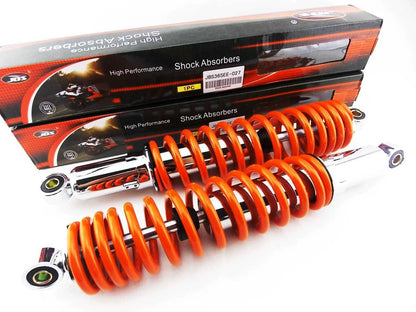 365mm JBS Orange/Chrome Shock Absorbers for Kawasaki F9 Bighorn