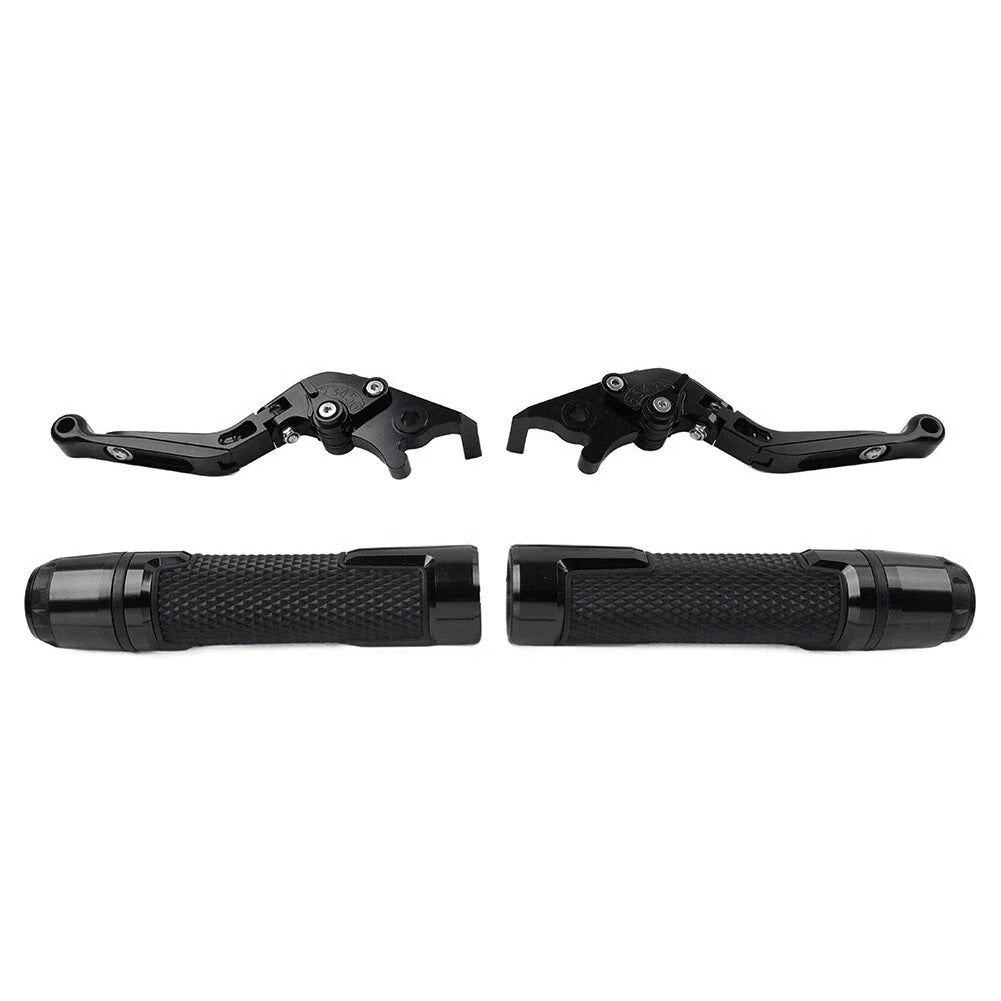 Black Extendable Brake Clutch Levers Grip Set for Kawasaki Z650 Z900 (2017-2023)