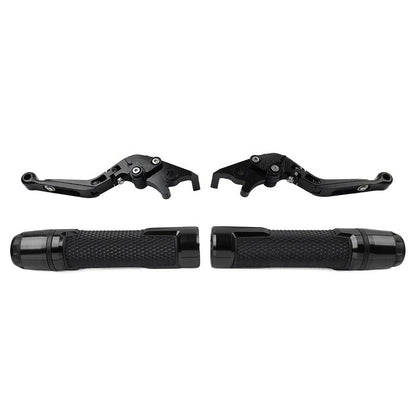 Black Extendable Brake Clutch Levers Grip Set for Kawasaki Z650 Z900 (2017-2023)