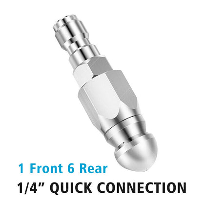 Sewer Jetter Nozzle 1/4" for Pressure Washer - Drain Cleaning