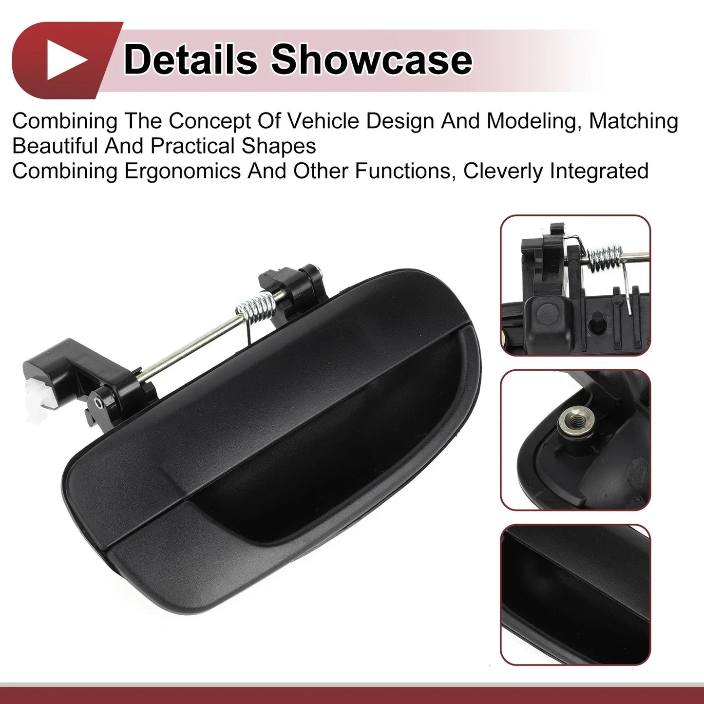 Exterior Door Handle for Hyundai Accent Rear Right Black ABS (2010-2017)