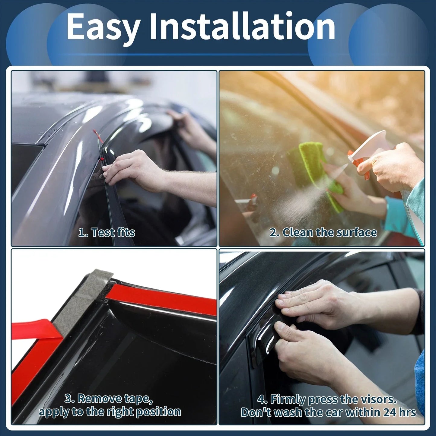 Window Deflectors for Hyundai Elantra 2017 Side Window Vent Visors Black 1 Set