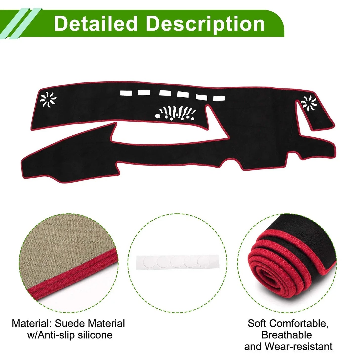 Dashboard Cover Mat for Lexus ES 2019-2022 Sun Protector Pad Black Red