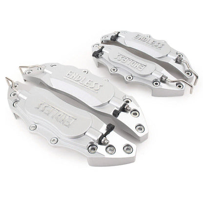 4 x 3D Metal Brake Caliper Covers for Universal Car Front & Rear Silver