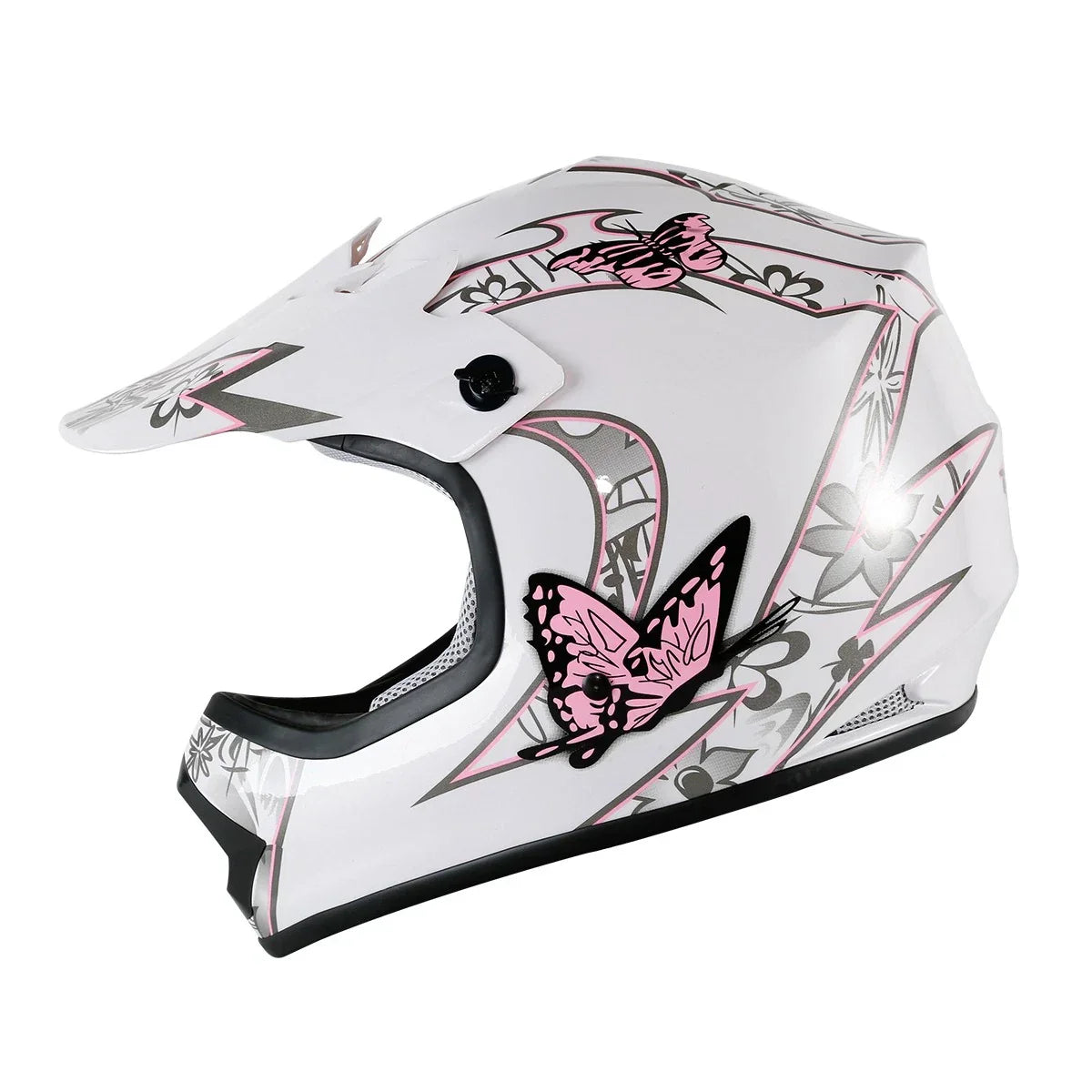 Youth Pink Butterfly Dirt Bike ATV Motocross Helmet Goggles Gloves S-XL
