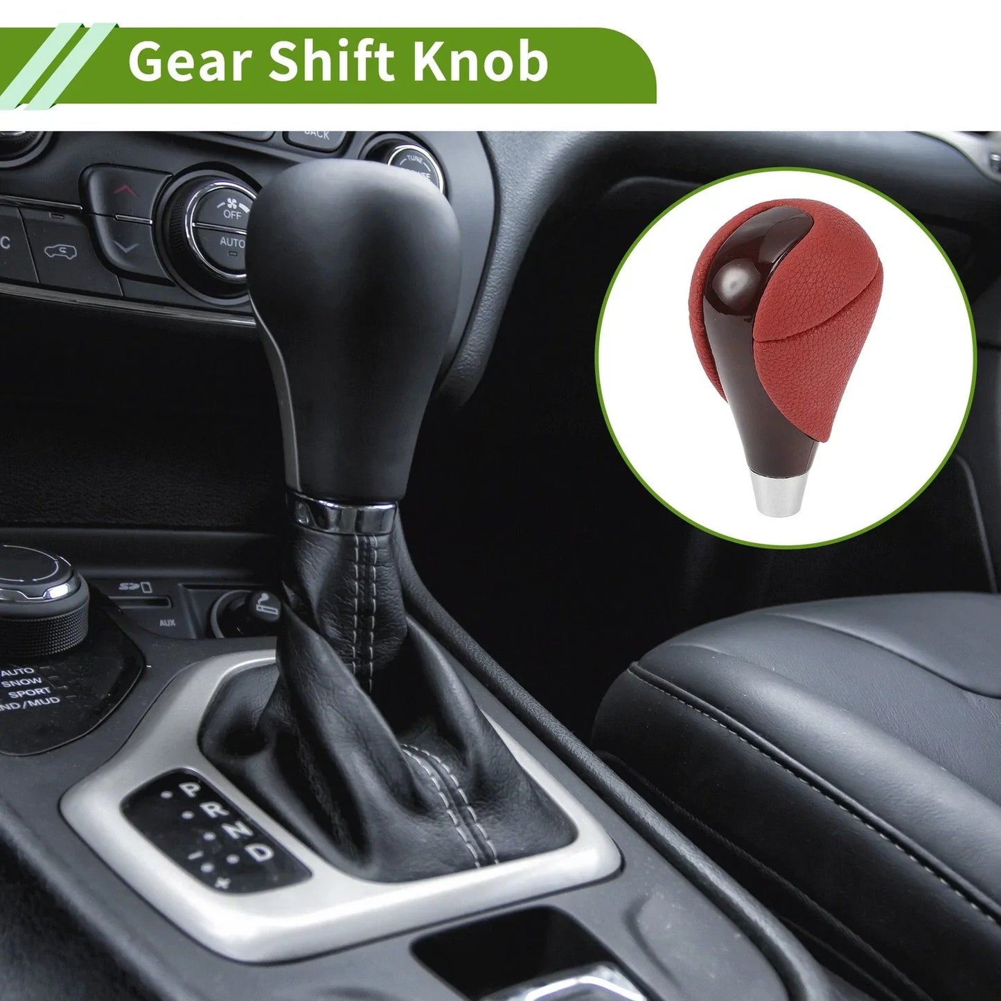 Automatic Gear Shift Knob for Lexus ES350 2007-2015 - Plastic Faux Leather Red Brown