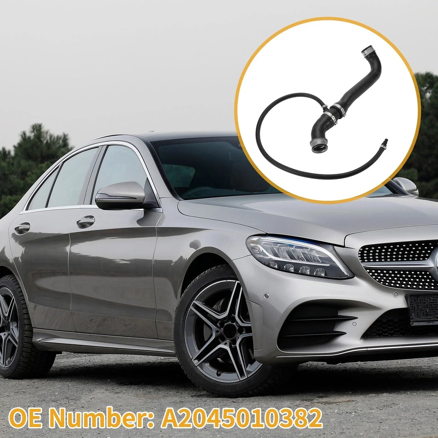 Radiator Hose for Mercedes-Benz C300 3.0L (2008-2012) Rubber Black