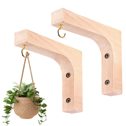 Wooden Plant Hanger Hook for Wall - Hanging Basket Flower Pot