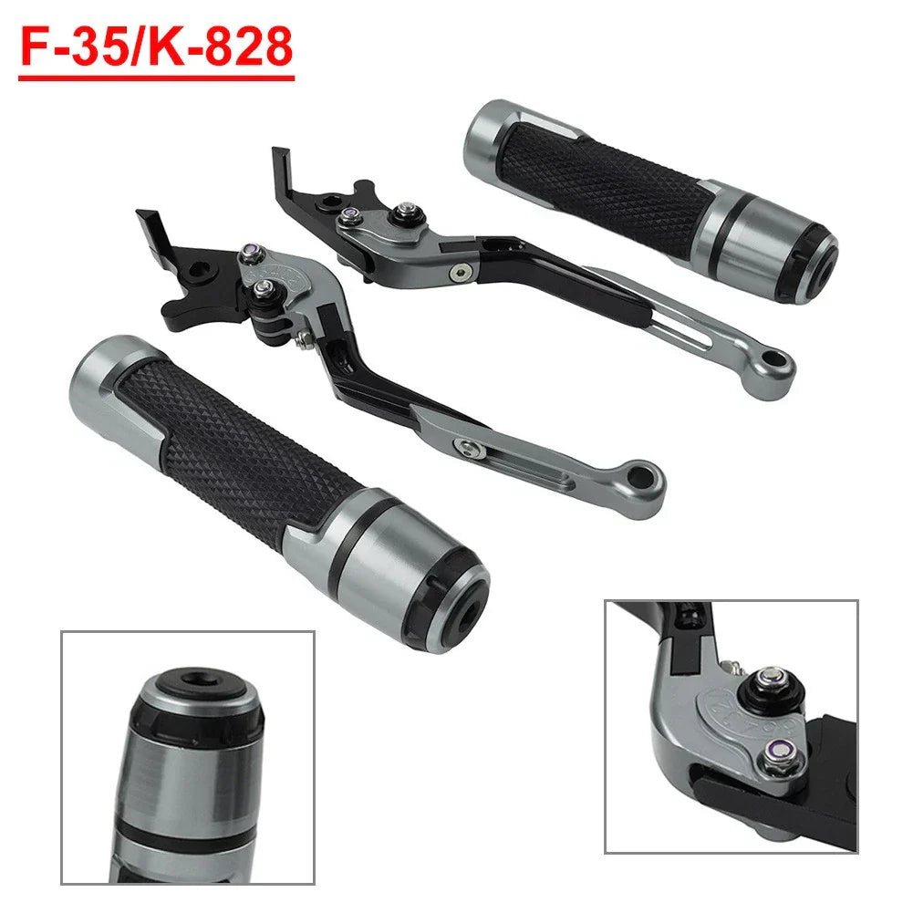 Folding Extendable Brake Clutch Levers & Handlebar Grips for Kawasaki ZX636R