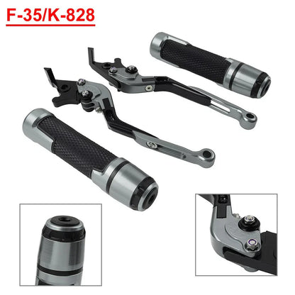 Folding Extendable Brake Clutch Levers & Handlebar Grips for Kawasaki ZX636R