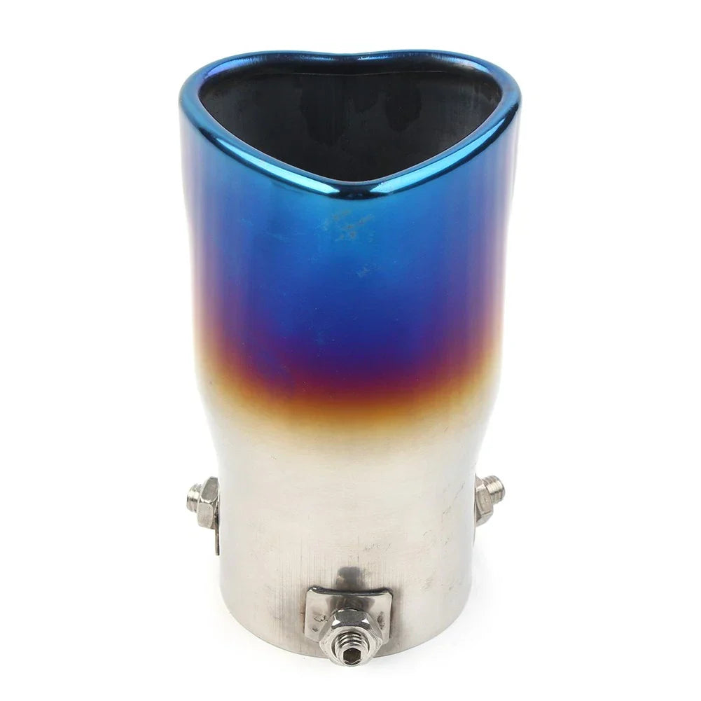 Stainless Steel Heart Shaped Exhaust Pipe Tail Muffler Tip for Car Blue