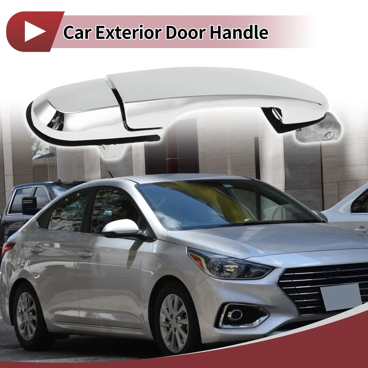 Car Door Handle Grip for Hyundai Tucson Front Right (2016-2023) Silver Tone