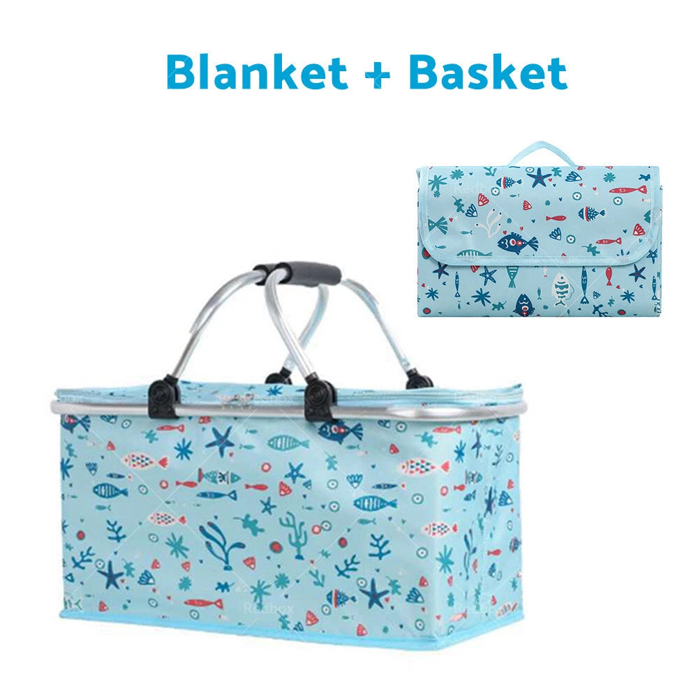 Extra Large Picnic Soft Rug & Insulated Cooler Lunch Bag Waterproof Outdoor