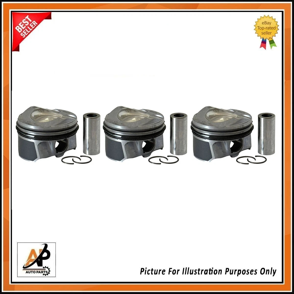 Engine Piston Rings Set with 3 Pistons for Ford Fiesta Focus Mondeo (2009–2019)