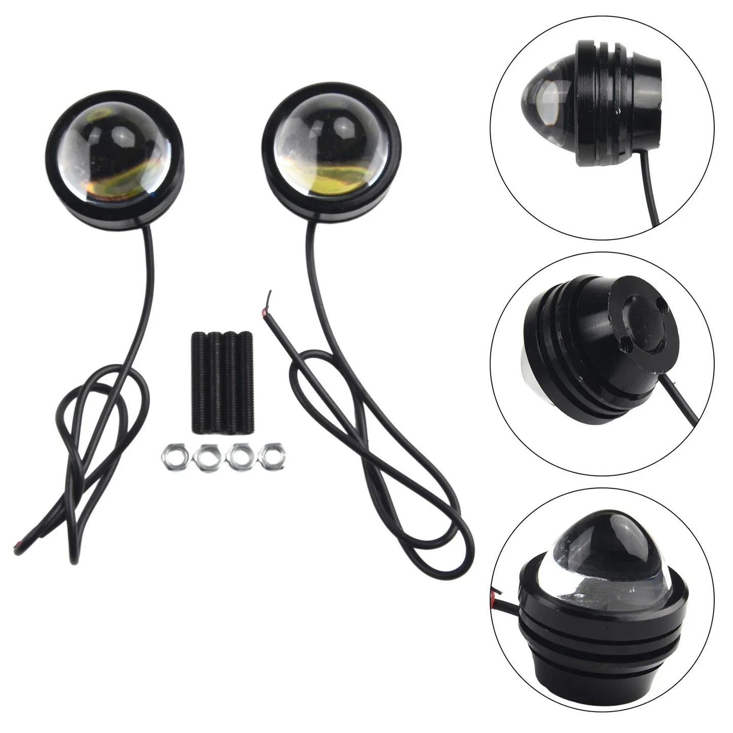 2 x White 12V-24V High Power Bull Eye LED Projector Fog Lamp for Car