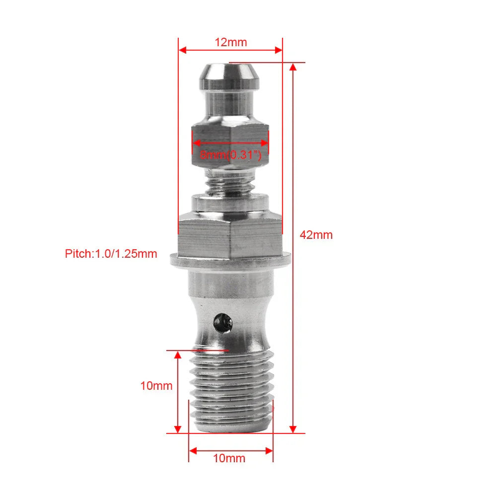 Titanium M10x1.25 Banjo Bolt with Bleed Valve for Motorcycle Brake Caliper