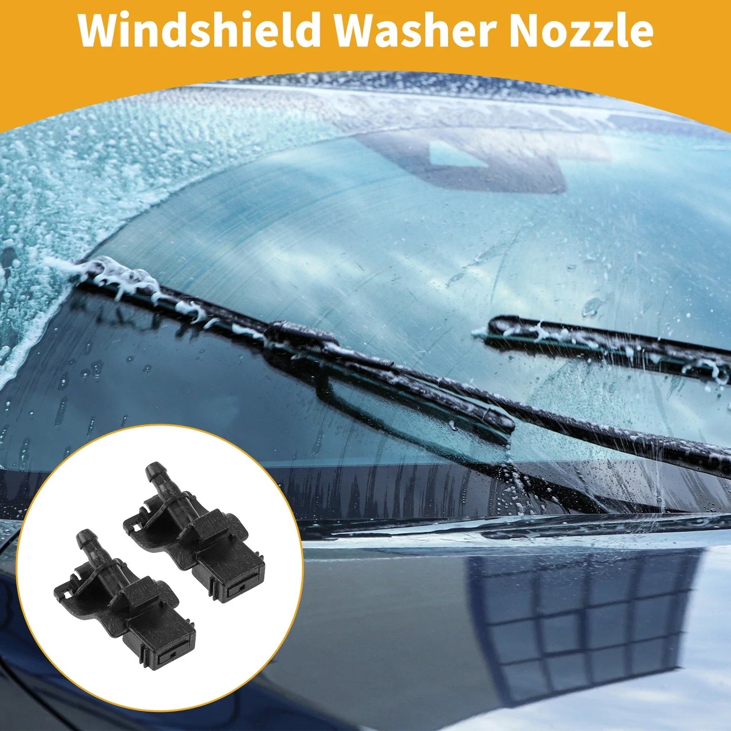 Windshield Washer Nozzle 2 x Black for Lexus RX 2010-2015, LS 2008-2016