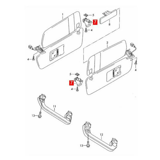 Beige / Sun Visor Clip Hook Retainer for Cayenne (2011–2018)