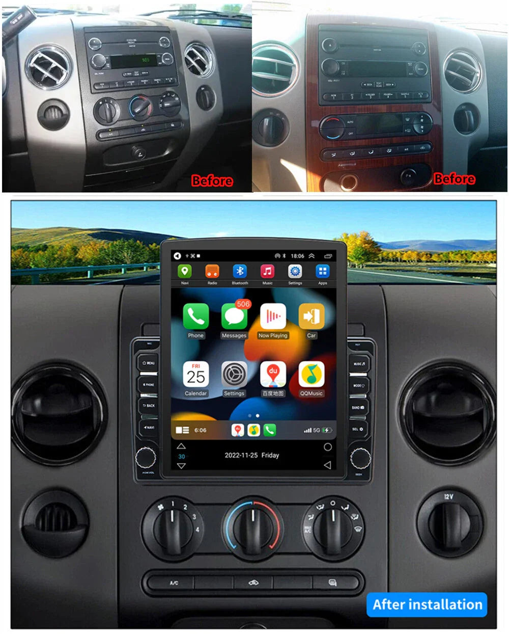 9.7'' Carplay Android Stereo GPS Navigation for 2004-2008 Ford F150