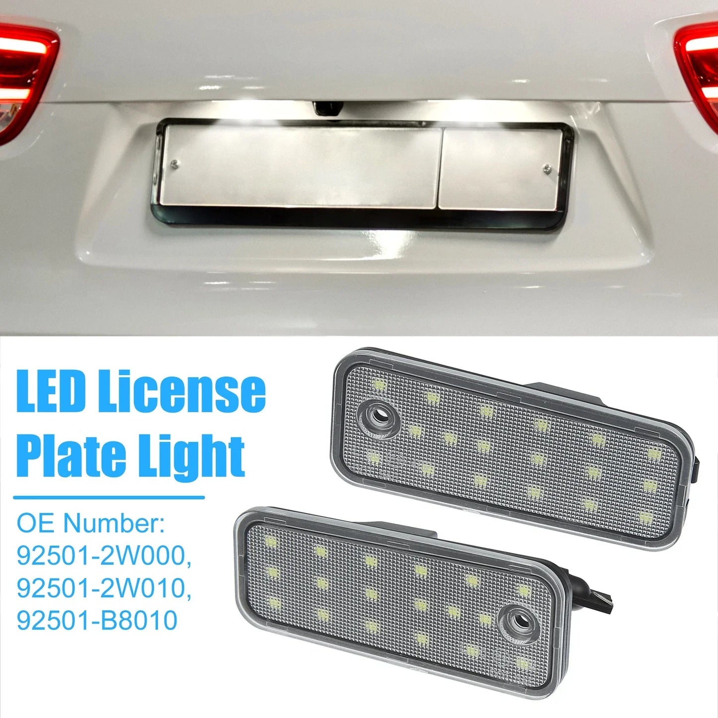 2 x White LED License Plate Lights for Hyundai Santa Fe (2013-2016)