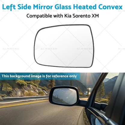 Heated Convex Left Side Mirror Glass with Base for Kia Sorento (2011-2015)