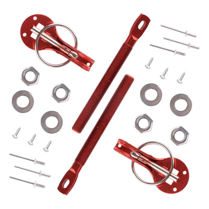 Universal Alloy Hood Pin Lock Latch Kit for Racing Sport Cars - Red