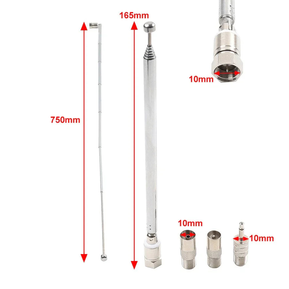 Telescopic Aerial Antenna 75 Ohm with TV/3.5mm Adapter for Bose Wave