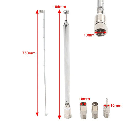 Telescopic Aerial Antenna 75 Ohm with TV/3.5mm Adapter for Bose Wave