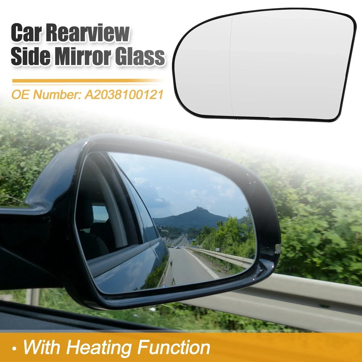 Heated Left Side Rearview Mirror Glass for Mercedes-Benz (2002-2005)