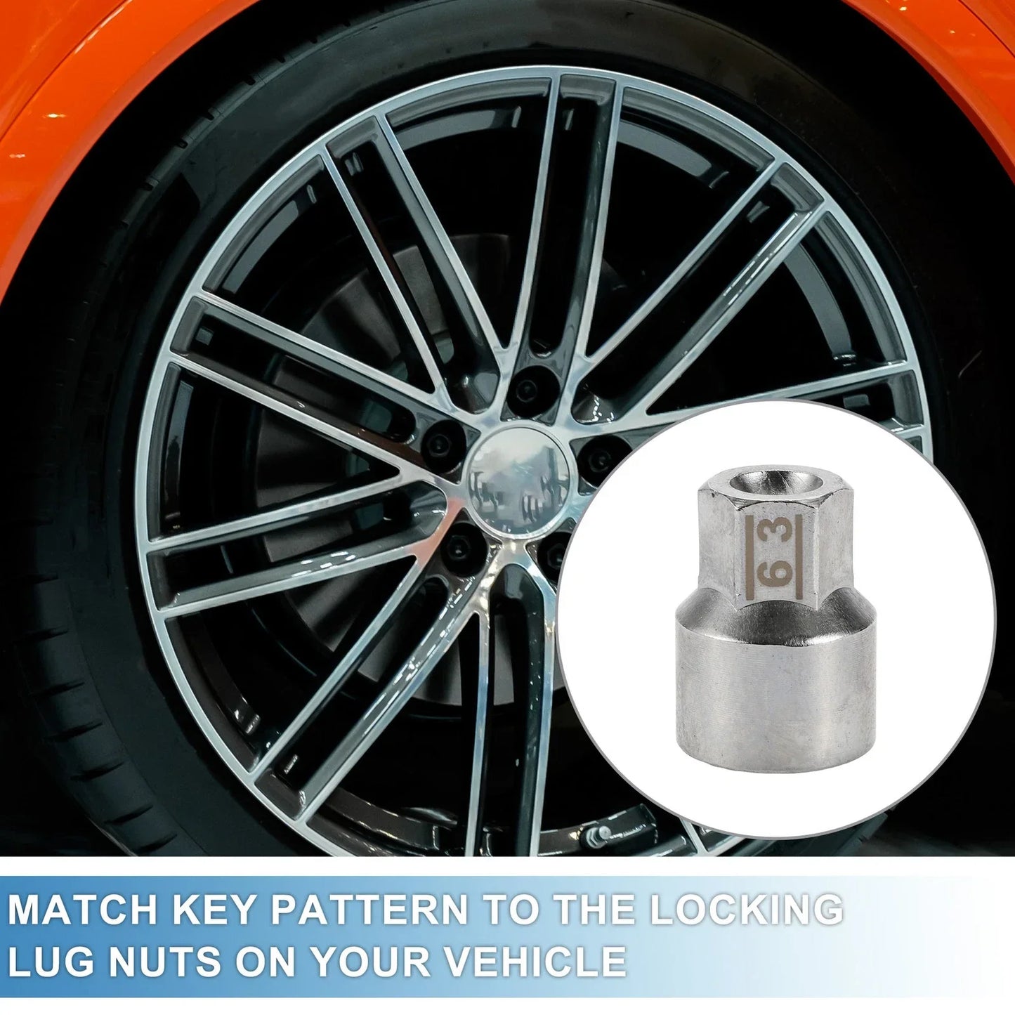 Wheel Lock Lugnut 9/10" Anti-theft Screw Nut Removal Key for Porsche