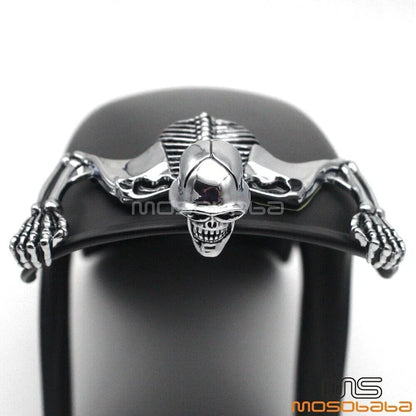 7'' Chrome Headlight Visor Skull Ornament for Harley Road King