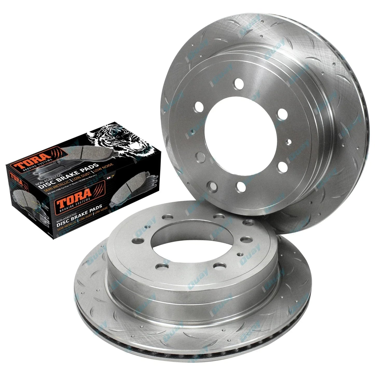 Rear Disc Rotors & Brake Pads Slotted Drilled for Toyota Prado 120 Series (2002-2009)