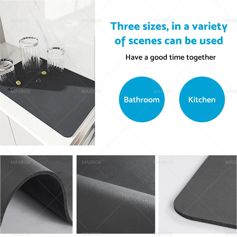 Diatomite Dish Drying Mat - Water Absorbent Kitchen Counter Anti-mold Mat
