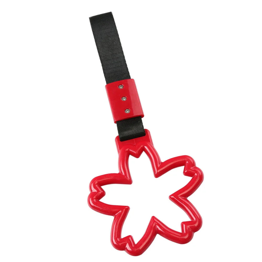 Red Cherry Blossom Shaped Ring Handle Strap for Train Bus Drift Charm Tools