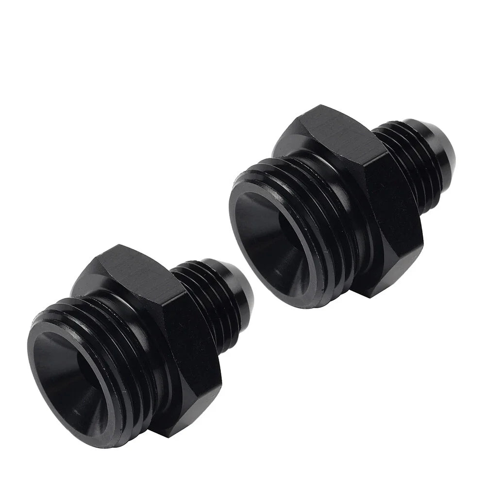 Black Aluminum AN6 Flare to 8AN ORB Male Fitting Adapter w/ O-Rings